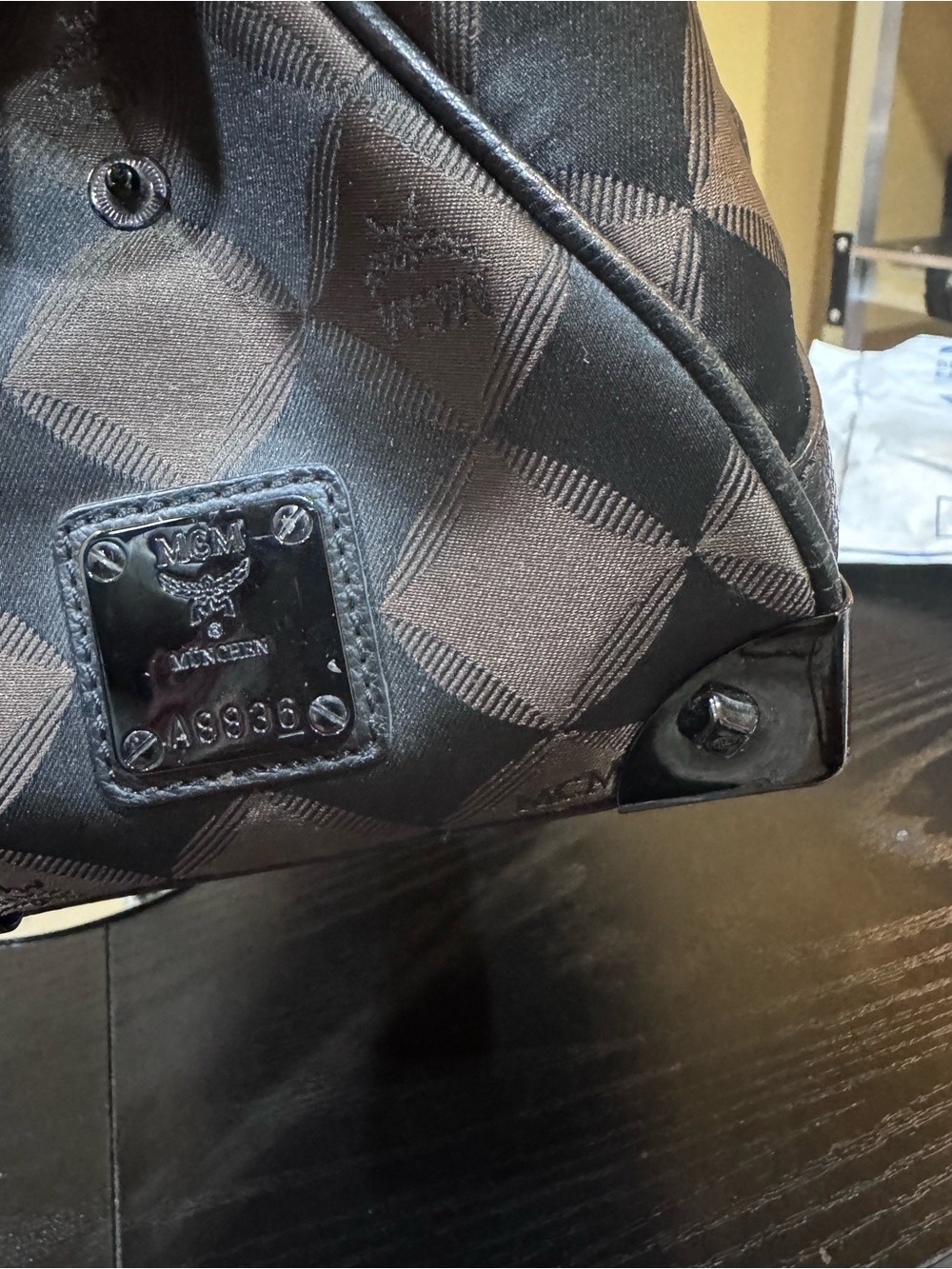 MCM Harlequin Diamond Signature Jacquard Canvas and Leather Satchel - Picture 8 of 15